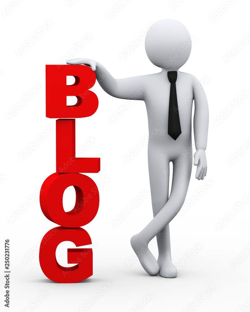 3d businessman blog word presentation 3d businessman blog word presentation