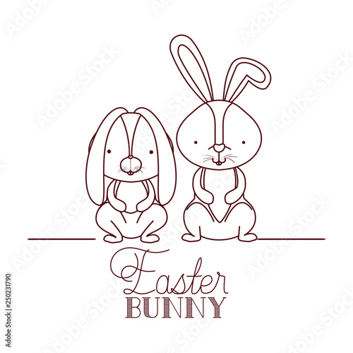 easter bunny label isolated icon