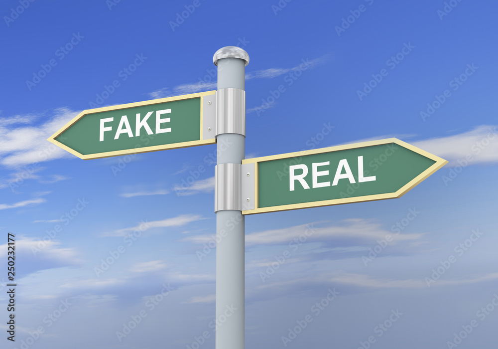 Fototapeta premium 3d fake real road sign
