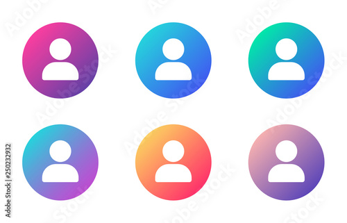 user account ui web button. ui elements. user vector icons on trendy gradients for web, mobile and user interface design photo