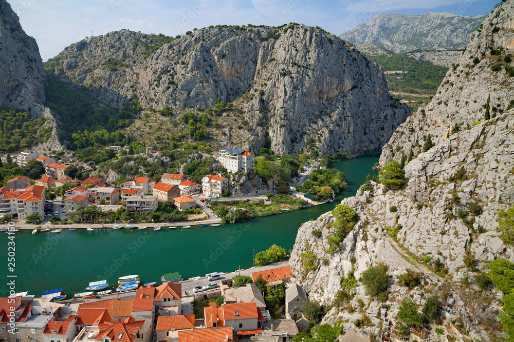 Omis, Croatia - view from The Fortress Mirabella (Peovica) at Cetina River