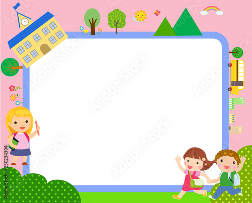 Education back to school cartoon kids.