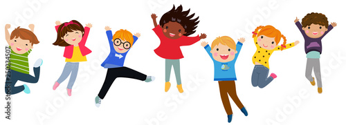 Happy children jumping