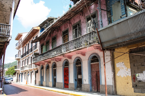 Colorful front in old town of Panama City