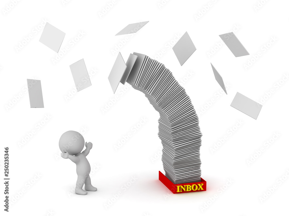 Workaholic 3D Character with Inbox and Many Papers Workaholic 3D Character with Inbox and Many Papers