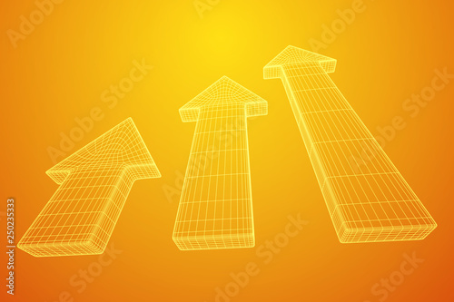 Arrow wireframe low poly mesh vector illustration