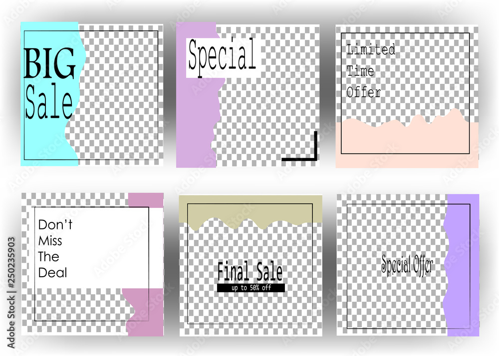 square layout templates for social media, mobile apps or banner design vector