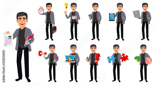 Handsome business man cartoon character
