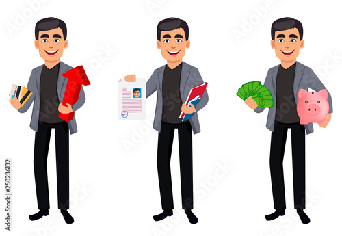 Handsome business man cartoon character