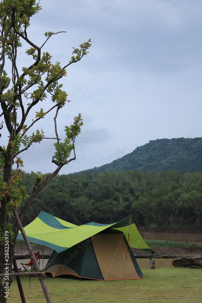 Camping tent in tropical forest