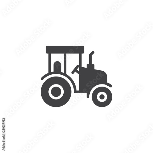 Agricultural tractor vector icon. filled flat sign for mobile concept and web design. Tractor side view simple glyph icon. Symbol, logo illustration. Pixel perfect vector graphics