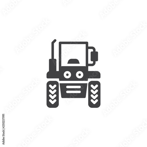 Tractor front vector icon. filled flat sign for mobile concept and web design. Tractor machine simple glyph icon. Symbol, logo illustration. Pixel perfect vector graphics