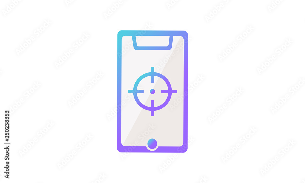 vector icon. mobile phone and target icon concept. modern gradient style vector icon. mobile phone and target icon concept. modern gradient style