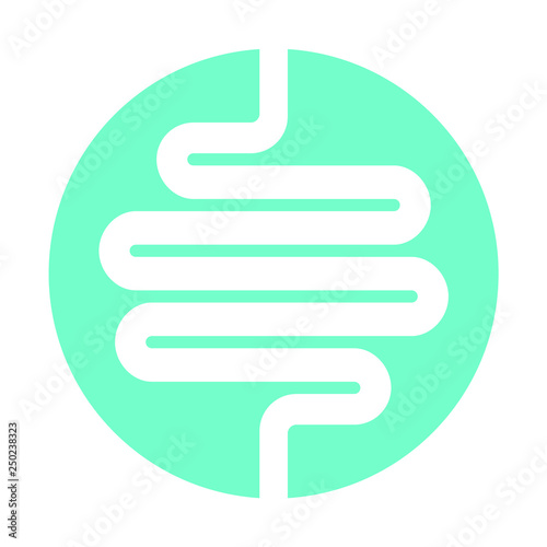 Intestine human icon. Isolated medical symbol in circle on white background. Vector illustration