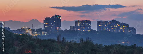 Panorama of the evening city at sunset. Odessa city Ukraine