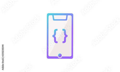 vector icon. mobile phone and coding icon concept. modern gradient style