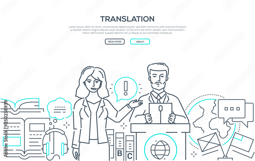 Translation - modern line design style web banner Translation - modern line design style web banner