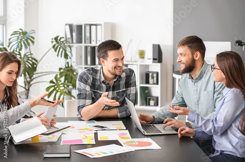 Group of people discussing ...