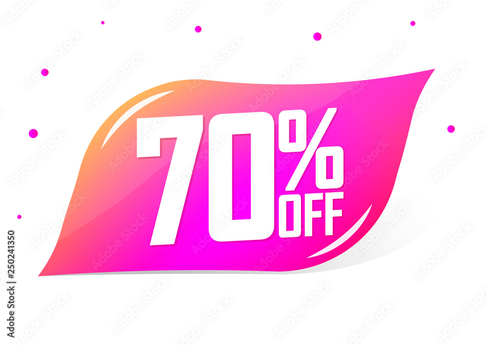 Fototapeta premium Sale 70% off, banner design template, discount tag, app icon, vector illustration