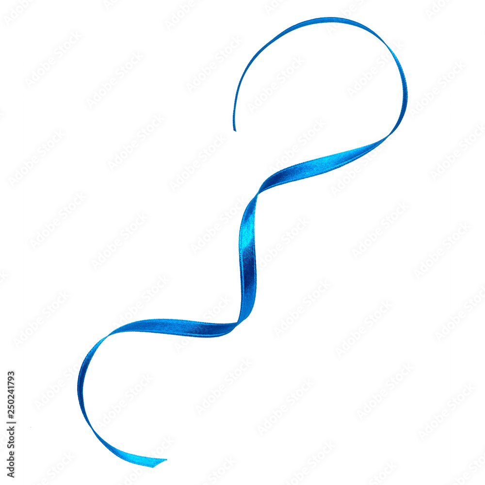 Shiny satin ribbon in blue color isolated on white background close up .Ribbon image for decoration design. Shiny satin ribbon in blue color isolated on white background close up .Ribbon image for decoration design.