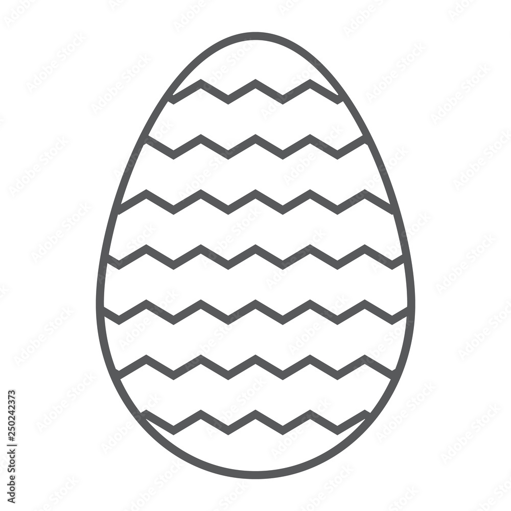 Easter egg thin line icon, decoration and easter, striped egg sign, vector graphics, a linear pattern on a white background. Easter egg thin line icon, decoration and easter, striped egg sign, vector graphics, a linear pattern on a white background.