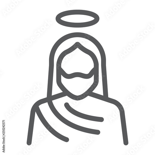 Jesus line icon, christianity and god, christ sign, vector graphics, a linear pattern on a white background.