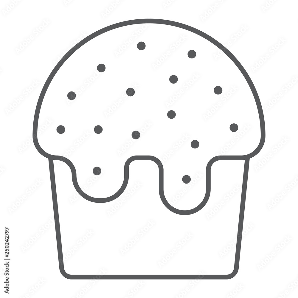 Easter cake thin line icon, food and easter, easter sweets sign, vector graphics, a linear pattern on a white background. Easter cake thin line icon, food and easter, easter sweets sign, vector graphics, a linear pattern on a white background.