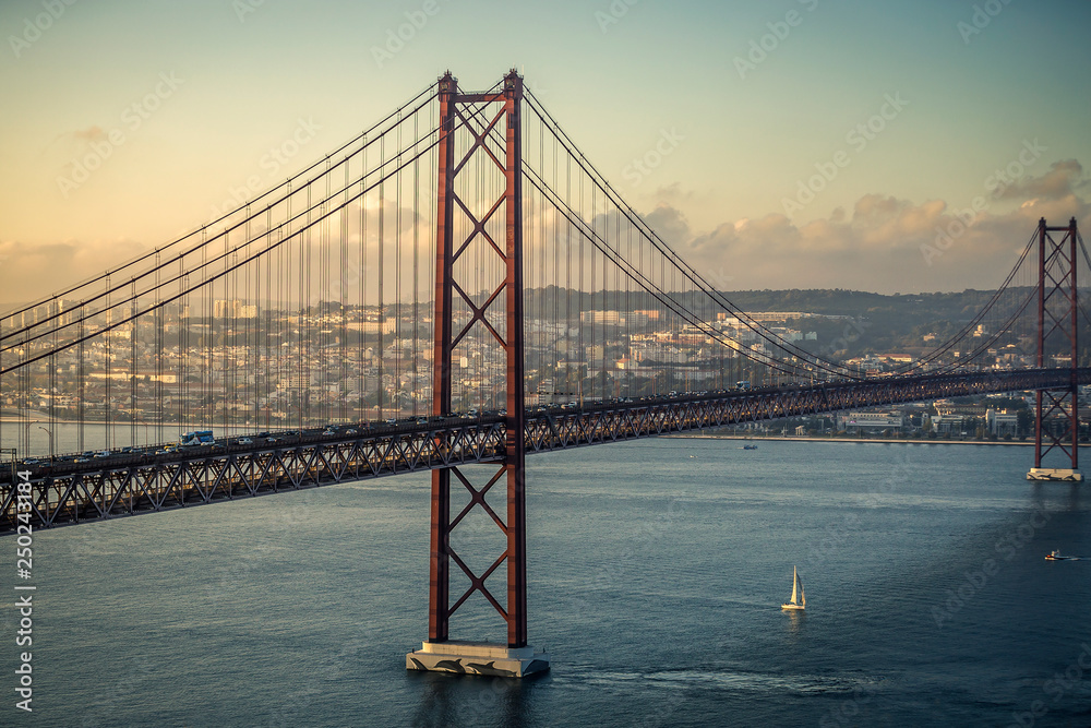 Fototapeta premium Scenic view on Lisbon city during sunset, Portugal.