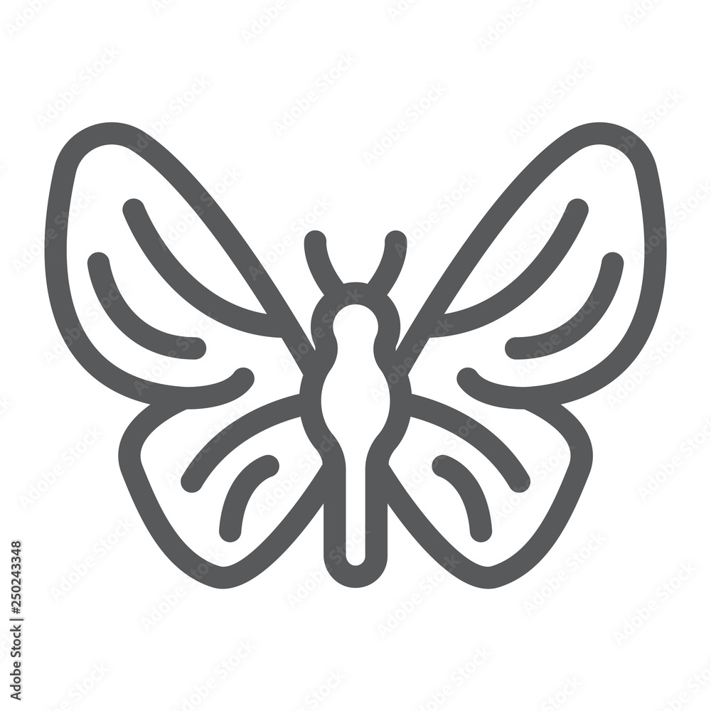 Butterfly line icon, nature and fly, insect sign, vector graphics, a linear pattern on a white background. Butterfly line icon, nature and fly, insect sign, vector graphics, a linear pattern on a white background.