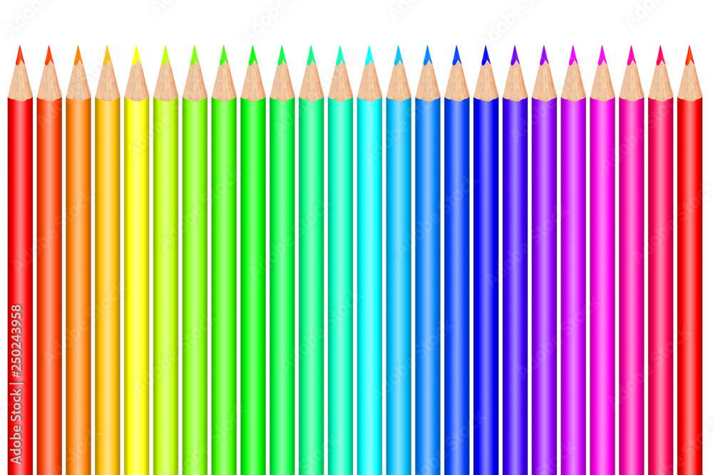 Multi colored pencils on white background Multi colored pencils on white background