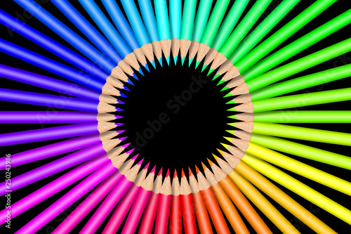 Colorful color pencils in front of black background