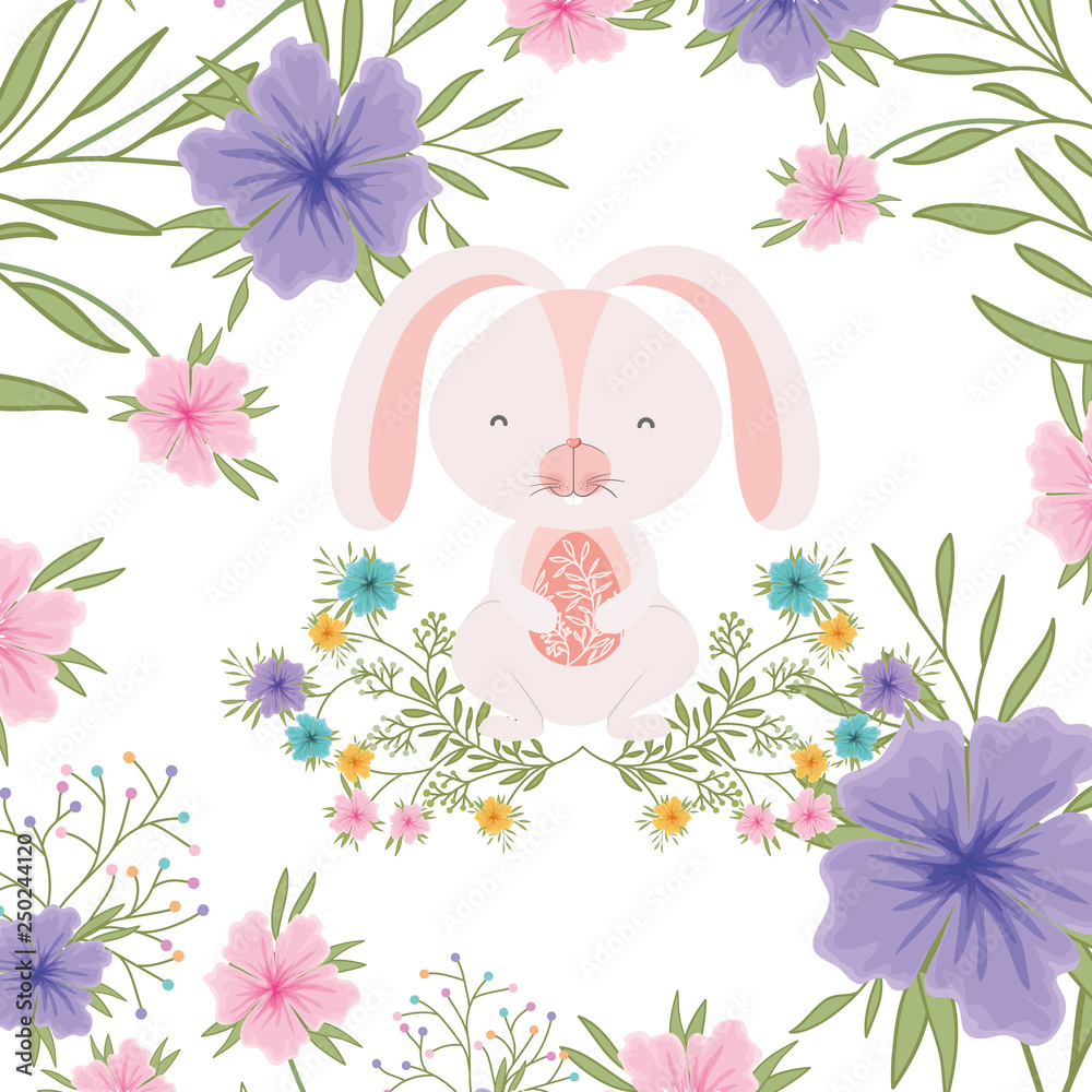 easter rabbit with egg isolated icon