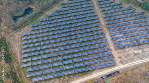 Aerial top view of Solar panels