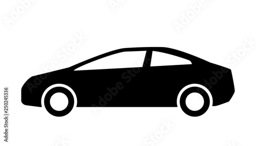 Car side view silhouette icon. Clipart image isolated on white background