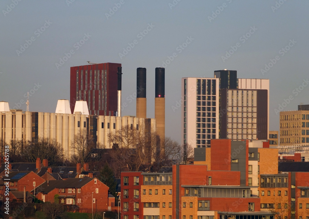 A cityscape view of leeds showing the offices houses apartments and skyscrapers