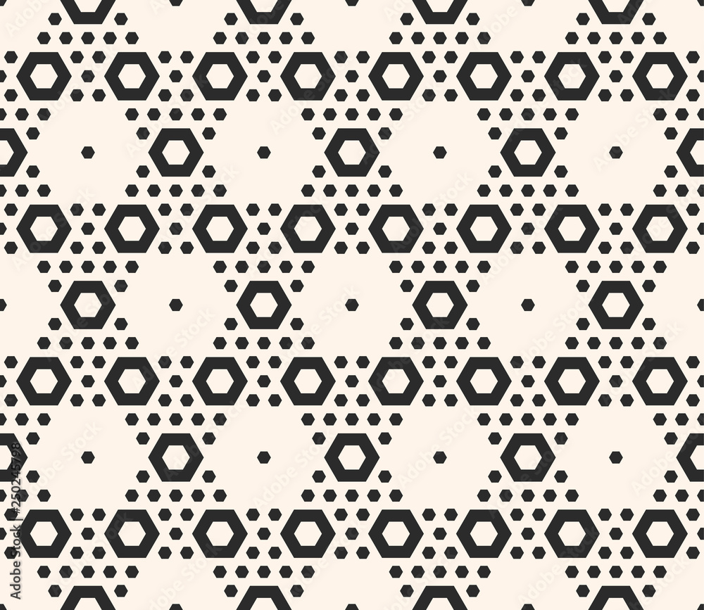 Vector geometric seamless pattern with big and small hexagons in hexagonal grid Vector geometric seamless pattern with big and small hexagons in hexagonal grid