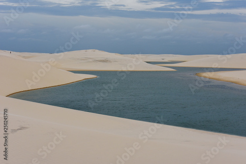 Lagoon on the middle of the dunes at Lencois Maranhenese National Park, Brazil