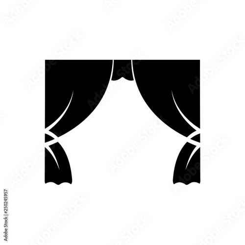 Movie theater curtain silhouette icon. Clipart image isolated on white background