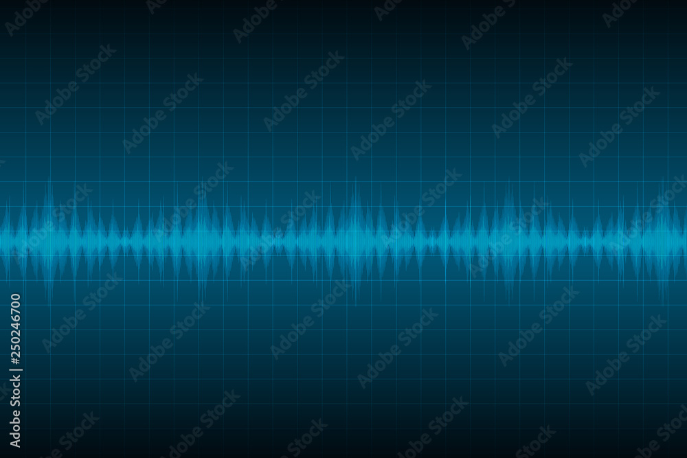 Sound waves oscillating glow light, Abstract technology background. vector illustration