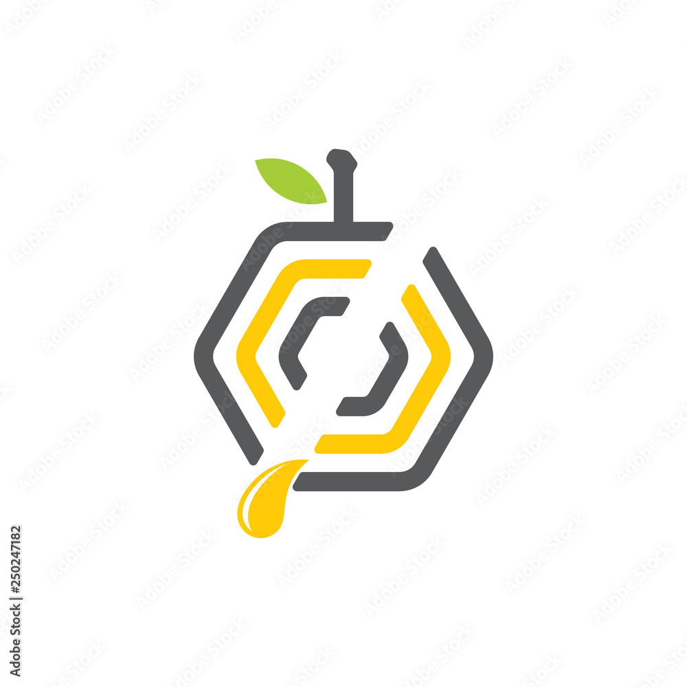 Obraz premium honey comb sweet fruit logo vector
