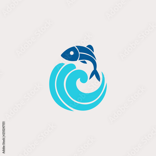 Canvas Print illustration of fish in the sea icon