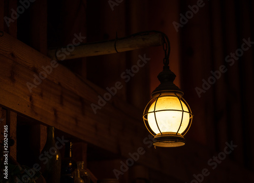 vintage lantern shines golden light