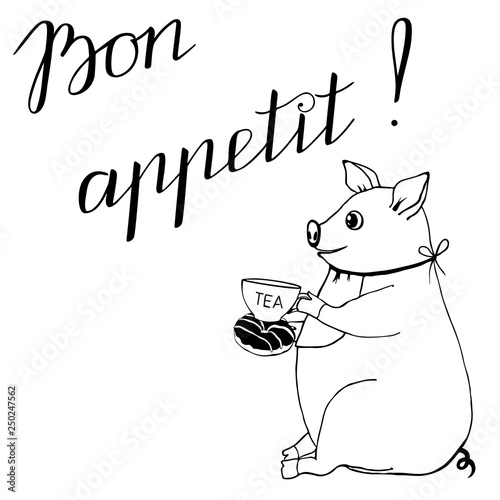 piggy and an inscription bon appetit.