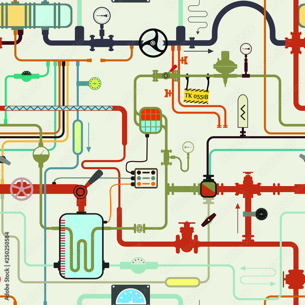 Colorful tube maze in scientific laboratory. Endless vector background ...