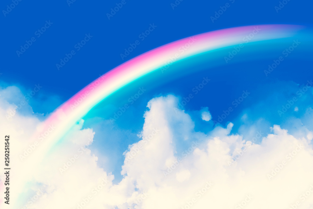 peaceful image of a rainbow above in the sky