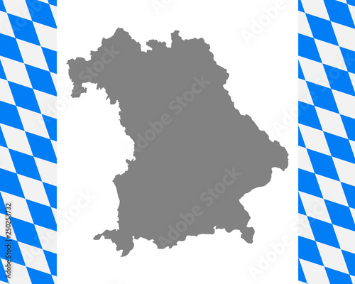 Bayerische Fahne und Landkarte
