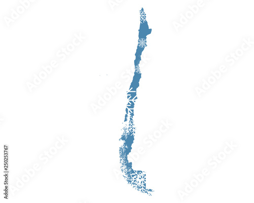 Karte von Chile mit Schneeflocken