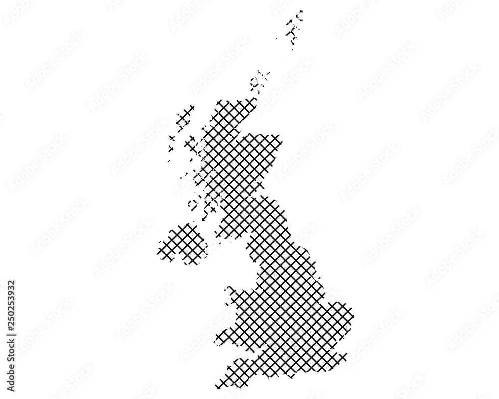 Fototapeta premium Karte von Grossbritannien auf einfachem Kreuzstich