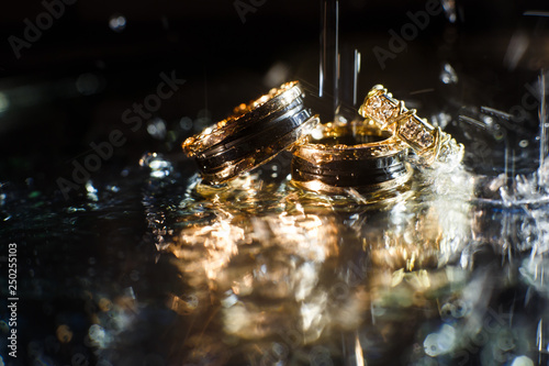 Wedding ring set, engagement ring photo