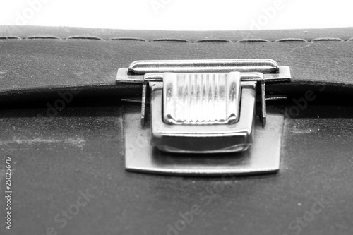 close up of old vintage suitcase lock closure